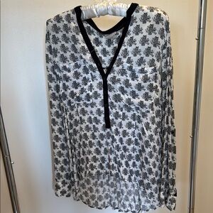 Anthropologie Black and White Blouse Elegant Design